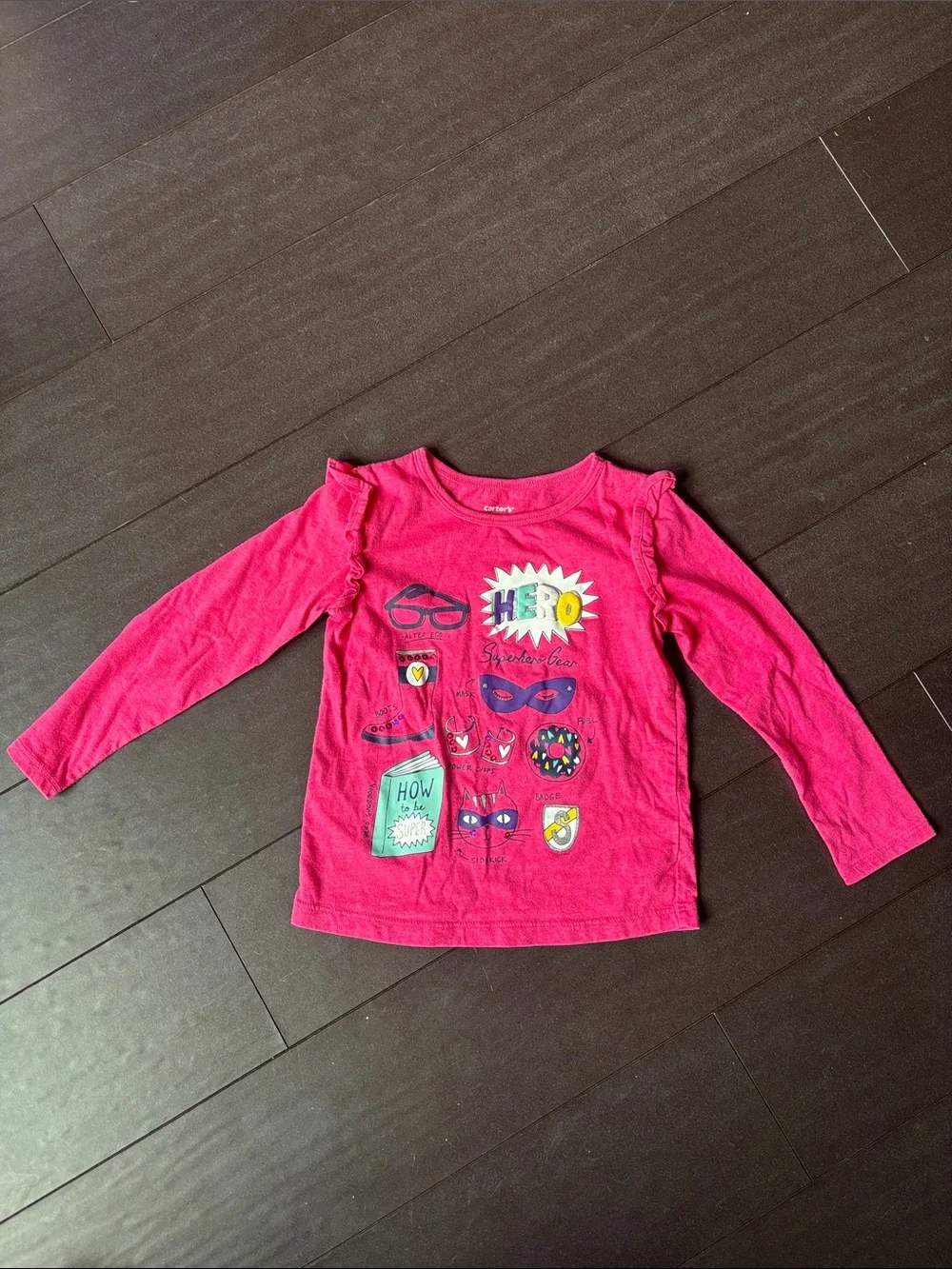 Carter's Girls' Hot Pink Graphic Tee & Pink Navy Striped Long Sleeve Top
